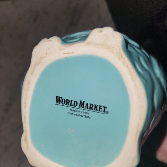 World Market Teal Ceramic Owl Utensil Holder / Vase - Picture 7 of 7